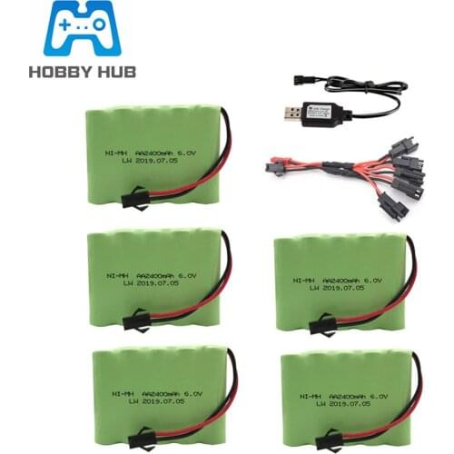 6v 2400mah Rechargeable Battery + 6v charger For RC Toys Car Boat Gun Train Truck Robot Spare Parts NIMH 6V AA Battery Pack