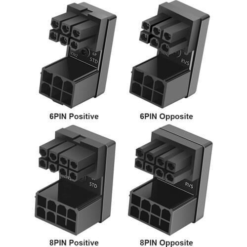 ATX 8pin 6Pin Female to 8Pin 6Pin Male 180 degree angled power adapter for desktop graphics card GPU for Motherboard Connector