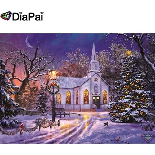 DIAPAI 5D DIY Diamond Painting 100% Full Square/Round Drill "House moon scenery" Diamond Embroidery Cross Stitch 3D Decor A22310