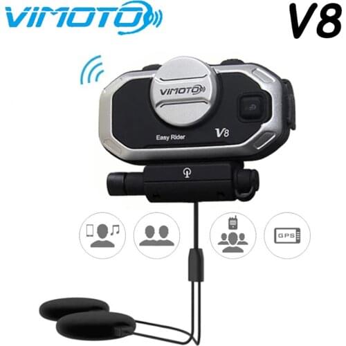 English Version Vimoto V8 Motorcycle Easy Rider Helmet Bluetooth-compatible Headset Stereo For Mobile Phone and GPS 2 Way Radio