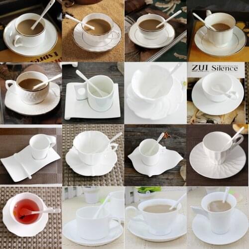 Authentic Bone China European Style Inlaid Gold Bone China Coffee Cup Classic Simple Saucer Spoon Coffee Sets For Friend Gift