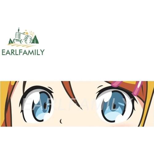 EARLFAMILY 15cm x 4.5cm Funny Car Sticker for Kirino Eye Slap Decal JDM Auto Helmet Motorcycle Stickers Classic Anime Peek Eyes