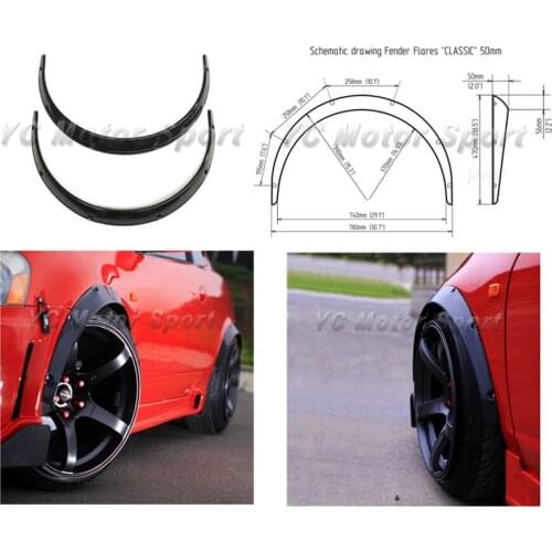 Flexible ABS Plastic Polyurethane Black Glossy Wide Fender Flare Wheel Arch 2 inch (50mm) 2pcs Fit For Universal JDM Model