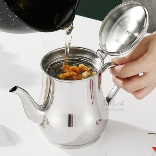 Strainer oiler stainless steel household leak-proof hip flask ounce pot pour oil bottle kitchen supplies oil cans seasoning jars