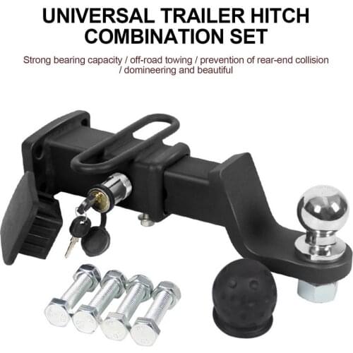 Car Trailer Hook Lock Adjustable Trailer Hitch Ball Mount With Lock Combo Steel Tow Stow Hitch Modified Arm Trailer Ball Mount