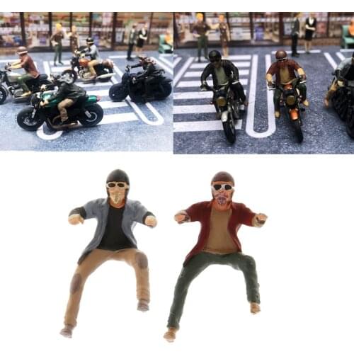 1:64 S Scale Painted Miniature Motorcycle People Figurine Building Decor