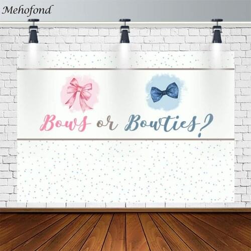Mehofond Baby Shower Backdrop Gender Reveal Bows Or Bowties Boy Girl Newborn Background Photography Photo Studio Photocall Decor