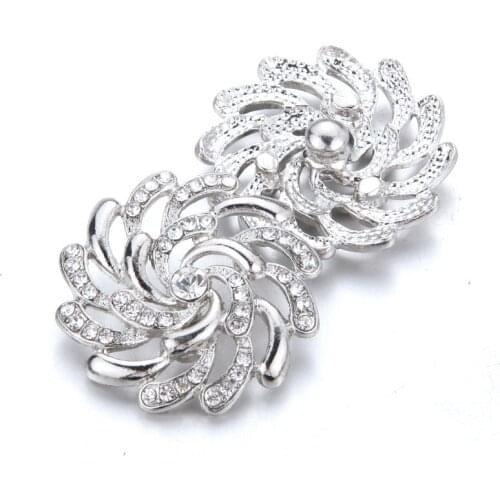 Newest High Quality items White Flower Styles 18mm Metal Snap Button Charm Rhinestone Styles Button Snap Button Jewelry 6681