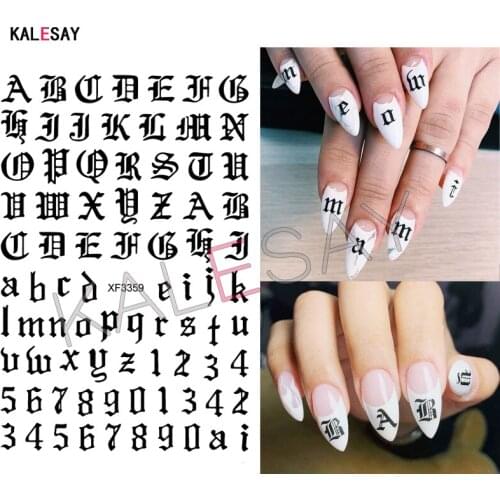 New Fashion Old English Font Manicure Design Black Nail Art Stickers Manicure Decal Stickers for Nails Decal Decoration