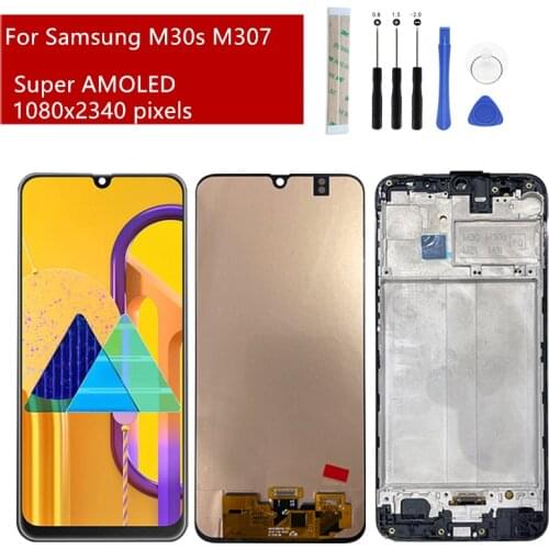 OLED For Samsung M307 LCD Display M30s Touch Screen Digitizer Assembly + Frame SM-M307FN/DS replacement Repair parts 6.4"