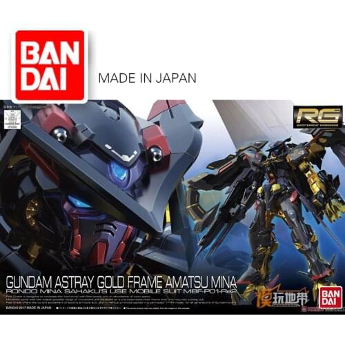 Original BANDAI Gundam RG 1/144 Model ASTRAY GOLD FRAME AMATSU MINA Mobile Suit SEED DESTINY Kids Toys