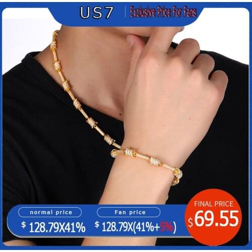 US7 7mm Iced Out Barbed Wire Necklace Gold Silver Color Copper Neckalces for Men Fashion Hip Hop Jewelry