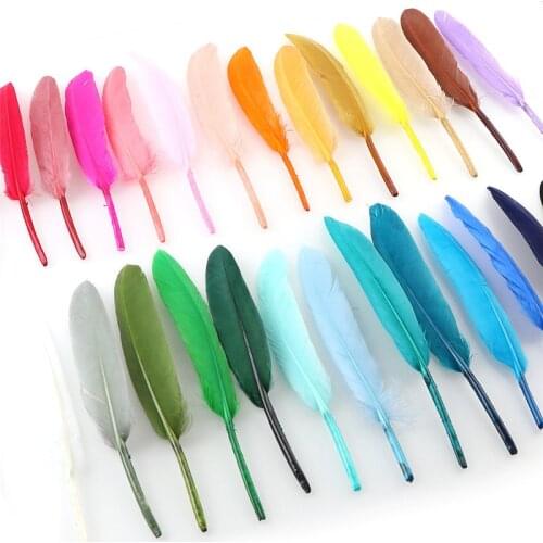 Plumes 10-15cm Natural Goose Plumas 4-6 Inches mixed color Hard pole feathers for crafts in Feather DIY dress trimming wholesale