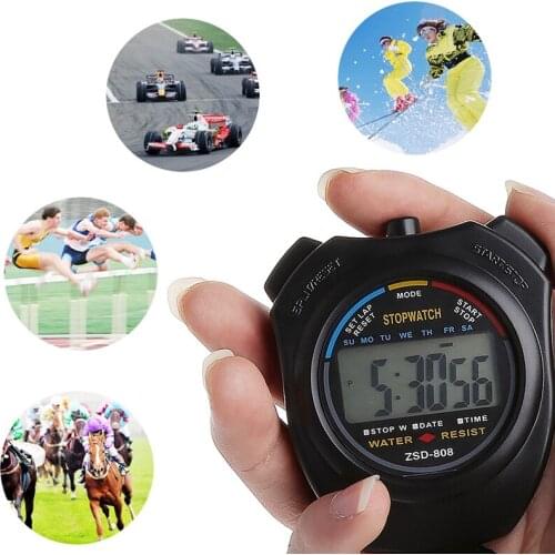 Handheld Digital LCD Sports Stopwatch Chronograph Counter Timer w/Strap