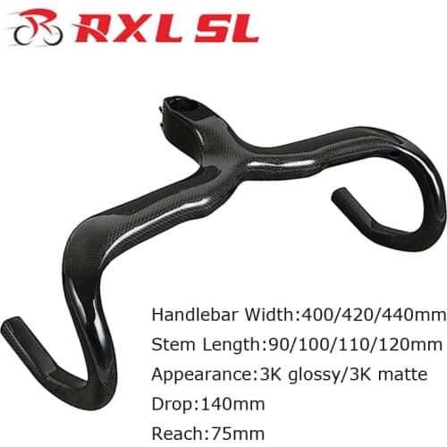 No Logo Bicycle Carbon Integrated Handlebar With Stem 400/420/440mm Road Bike Carbon Drop Bar 3K Matte/Glossy Carbon Handlebars
