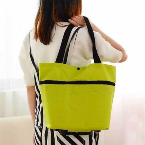 Foldable Shopping Trolley Cart Foldable Reusable Eco Large Waterproof Bag Luggage Wheels Basket Non-Woven Market Bag