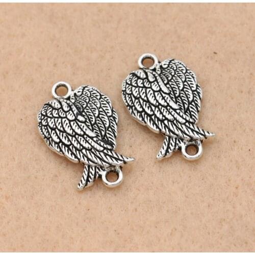 20PCS Antique Silver Plated Angel Wings Connector for Jewelry Making Bracelet Accessories DIY Jewelry Findings 19x11mm