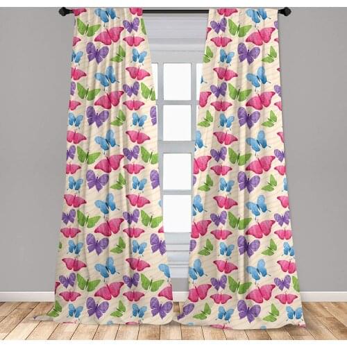 Modern Curtains Colorful Butterflies in Vibrant Tones Moths Wings Girls Design Window Drapes for Living Room Bedroom