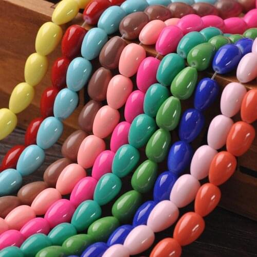 Coated Solid Color Teardrop Pear Shape Opaque Glass 9x7mm 11x8mm 14x10mm Loose Beads Wholesale lot for Jewelry Making DIY Crafts