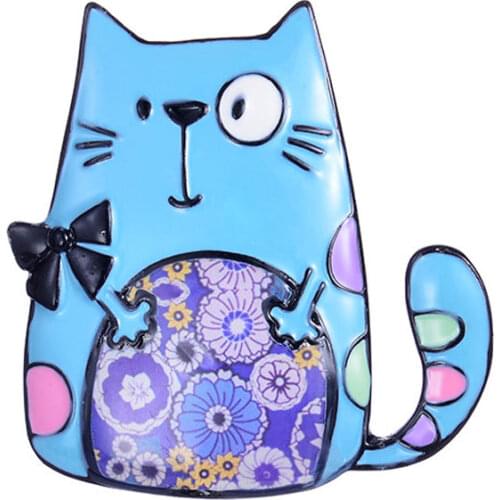 Sweet Cat Brooches Cute Zinc Alloy Enamel Brooch Pins For Women 2019 New Fashion Jewelry Garment Collar Accessories Girls Gift