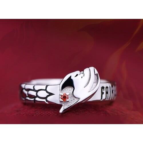 Japanese Anime Fairy Tail Natsu Dragon Shape Adjustable 925 Sterling Silver Ring For Women Men Jewelry Gifts Cosplay Accessories