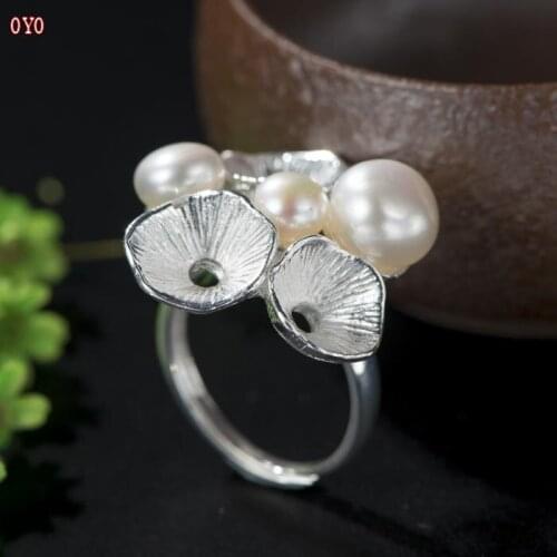 100%925 Silver original design exaggerated freshwater pearl ring