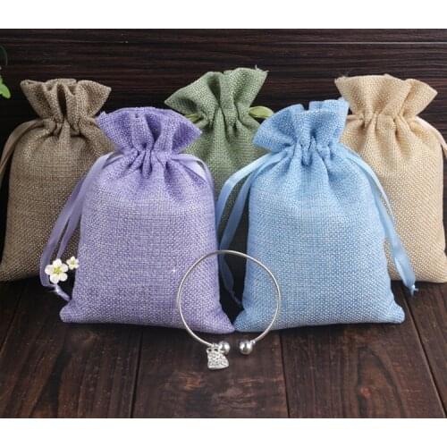 20*30cm 10pcs Handmade Jute Drawstring Burlap Bags For Wedding Party Christmas Gift Jewelry Pouches Packaging Bags
