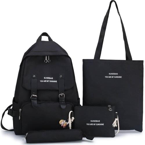 5Piece Set Kawaii Schoolbags for Teenage Girls Women Backpack New Canvas Travel Back pack Student notebook Bookbags Schoolbag