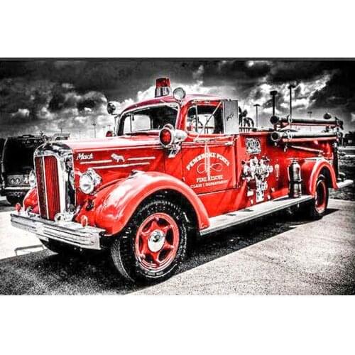 5d Diy Diamond Painting Fire engine Full Square round Daimond Paintings man dream Diamant Embroidery Home Decoration Cross gift