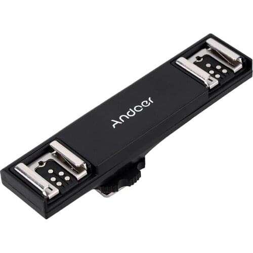 Andoer Dual Hot Shoe Flash Speedlite Light Bracket Splitter for Canon 7DII 70D 5DR 5DRS 5DIII 6D DSLR Camera Camcorder