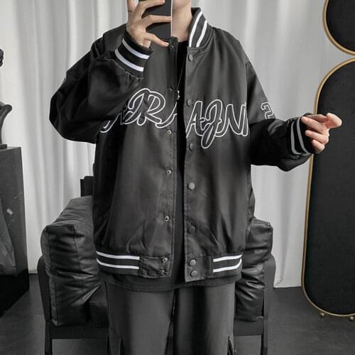 Letter Embroidery Mens and Womens Baseball Uniforms Spring and Autumn New Hong Kong Style Korean Loose Couple Jacket