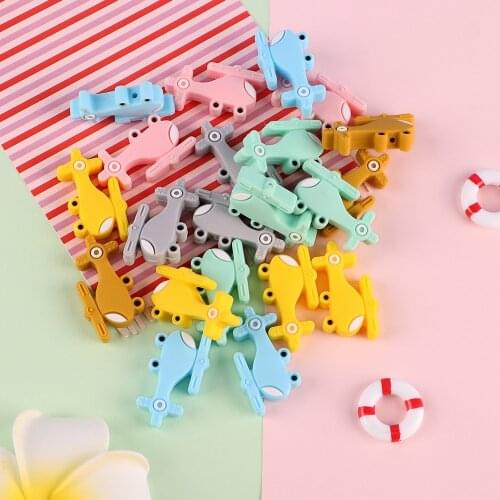 Sunrony 50Pcs Cartoon Aircraft Shape Silicone Beads Baby Molar Teether Bead DIY Pacifier Chain Jewelry Accessories