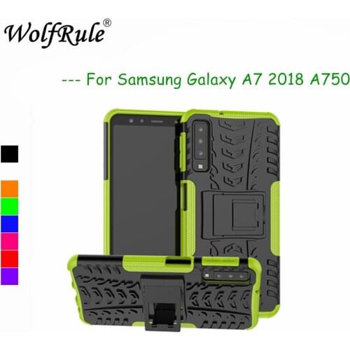 Case For Samsung Galaxy A7 2018 Cover Dual Layer Armor Silicone Back Case For Samsung A7 2018 Phone Holder Stand Shell A750