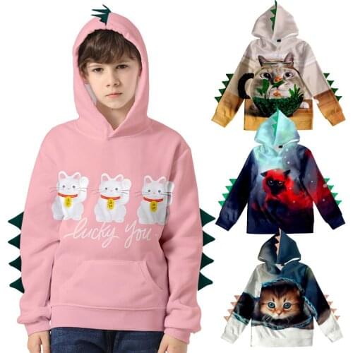 Kidswant Boys Girls Dinosaur Cosplay Costume Pullover Hoodie Sweatshirt Children Harajuku 3D Cartoon Tracksuit