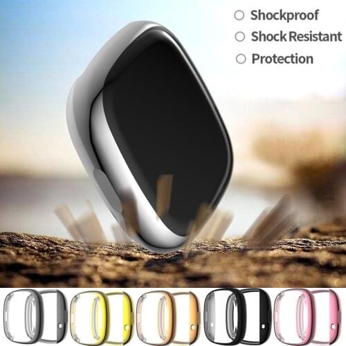 For Fitbit versa 3 TPU Full Cover Electroplate Bumper Shockproof Protective Case Soft Protector Shell For Fitbit Sense versa3
