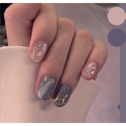 Artificial Fake Nail Art Press On With Jelly Glue Full Cover Stylish Daily Detachable Fingernails Designs