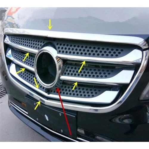 Car body cover protect detector ABS chrome trim Front up Grid Grill Grille For Mercedes Benz Vito W447 2017 2018 2019