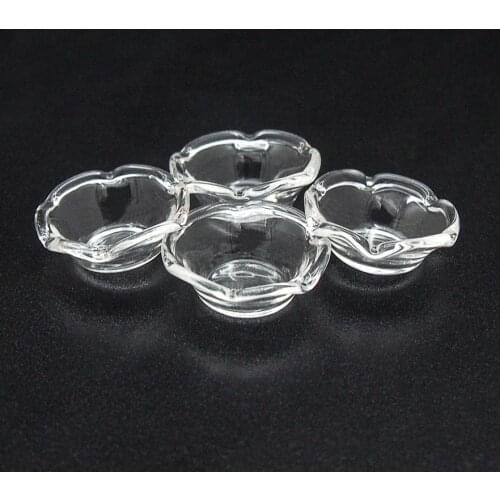 Odoria 1:12 Miniature 4PCS Glass Salad Fruit Bowl Dollhouse Kitchen Accessories