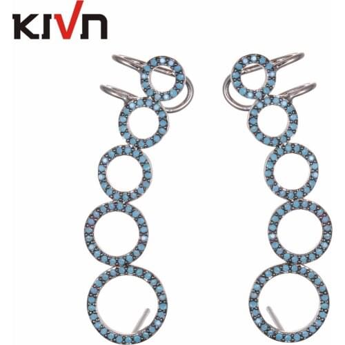 KIVN Fashion Jewelry Stylish CZ Cubic Zirconia Womens Girls Bridal Wedding Ear Cuff Crawler Climber Earrings Birthday Gifts
