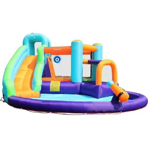 Inflatable Gun Water Slides Bouncer Castle for Kids Jumper Jump Bounce House with Big Pool Trampoline