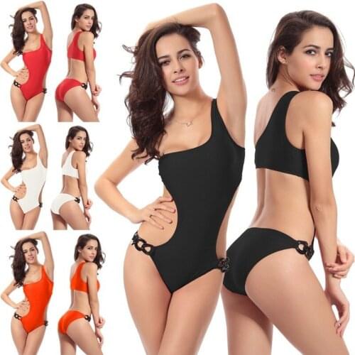 Solid One Piece Swimsuit 2021 New Sexy Hollow Out Swimwear Women One Shoulder Bodysuit Backless Monokini Brazilian Bathing Suit