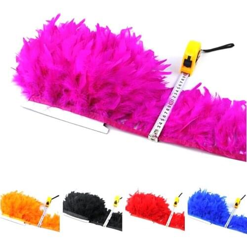 Wholesale Fluffy Turkey Feathers Trims Ribbon 4-6Inch Feather For Crafts Trimming Strip for Dress Skirt Carnival Costumes Plumes