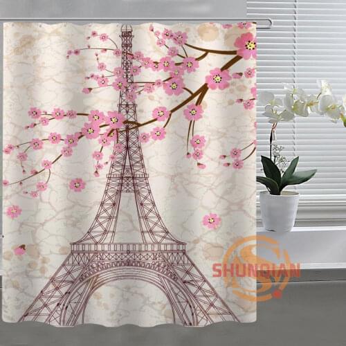 Paris Eiffel Tower Custom Shower Curtain Bathroom Fabric For Bathr Decor Bathroom Curtain Acceptable Custom Curtains