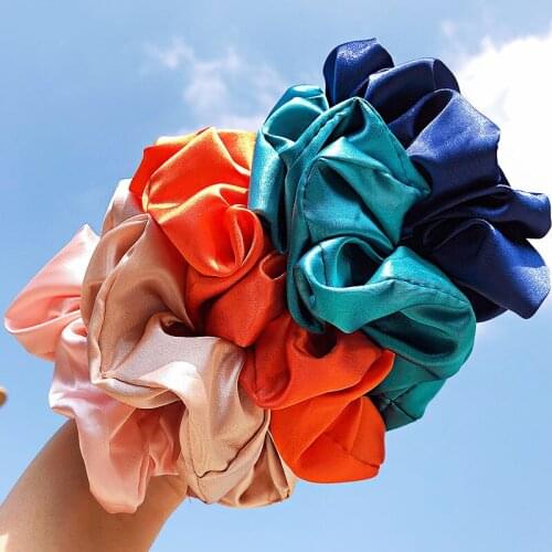 Vivid Colors Satin Soft Elastic Girl Elegant Hair Band Lady Sweet Scrunchies Rubber Band Women Headband Fashion Hair Accessories
