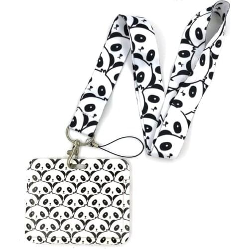 Panda Anime Lanyard Badge Holder ID Card Lanyards Mobile Phone Rope Key Lanyard Neck Straps Keychain Key Ring