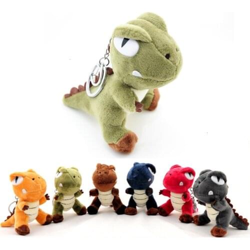 Cute Dinosaur Stuffed Plush Doll Toys For Children Key Ring Chain Bag Charms Cartoon Tyrannosaurus Stuffed Toy Birthday Gifts