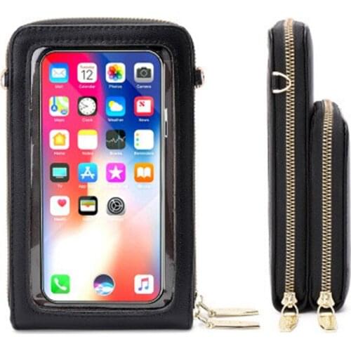 Mini Crossbody Bags Women Touch Screen Cell Phone Bag Smartphone Wallet Leather Shoulder Strap Handbag Multifunction Women Bag
