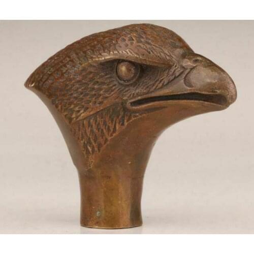 UNIQUE CHINESE BRONZE STATUE EAGLE CANE WALKING STICK HEAD HANDLE ACCESSORIE OLD