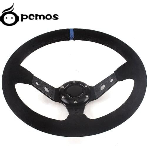 Universal Car Modified Steering Wheel High Quality Plush Leather Steering Wheel 14 Inch 350MM Racing General Steering Wheel