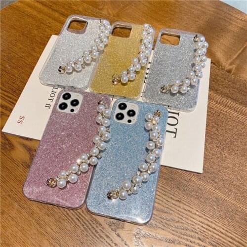 Phone Fall Prevention Elegant Phone White Pearls Loss Prevention Strap Chain U90E